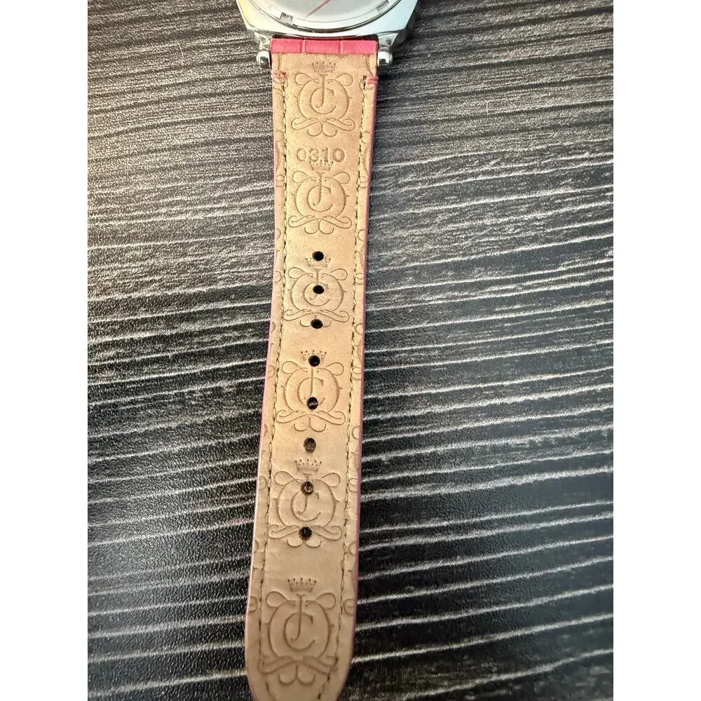 NWOT Vintage Juicy Couture Pink Stainless Steel Genuine Leather Watch